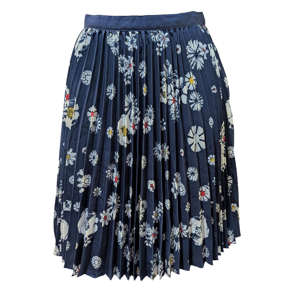 Jason‎ Wu for Target Navy Blue Floral Pleated Midi Skirt Daisy Print Size 8
